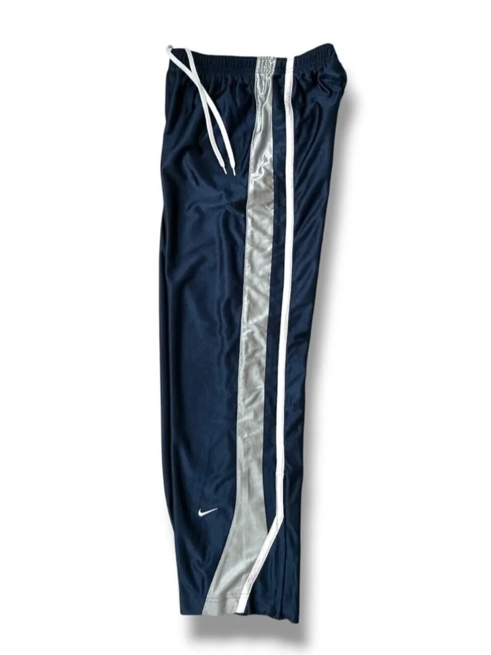 Nike Track Pants Drawstring Elasticized Waist Zip Leg Hem Navy Blue Youth Large